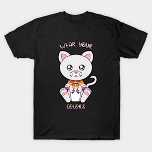 Lesbian flag, cute cat lgbt T-Shirt